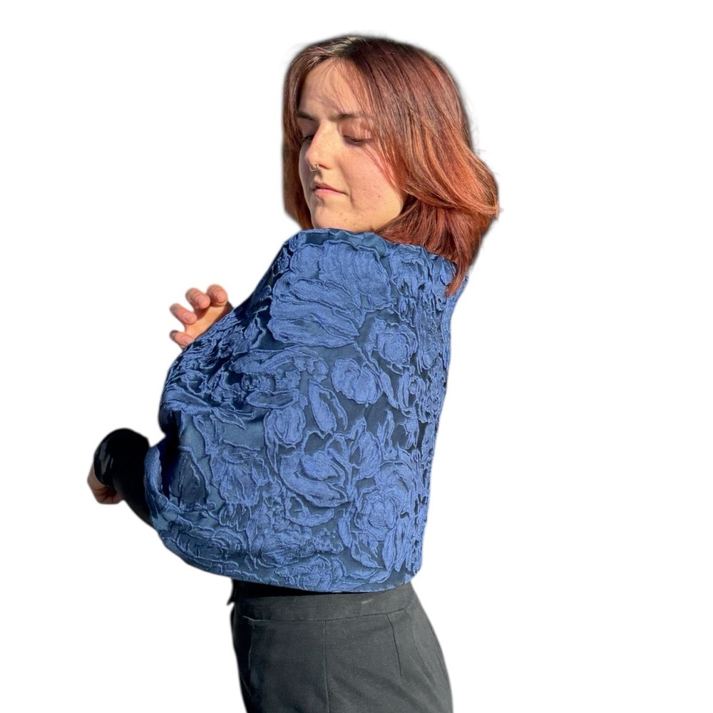 Sachin + Babi Deep Navy Textured Wrap Shrug - Picture 6 of 12